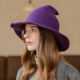 Peaked Big Eaves Knitted Wizard Top Hat Female Fisherman Basin Hat